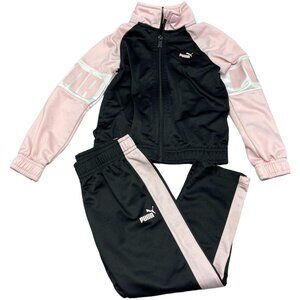 Puma jogger suit sweatshirt pants zip up elastic waist pockets puma kids 4 READ